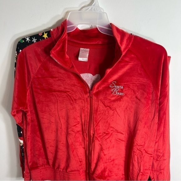 Cat Print Velour Christmas Track Suit NWT 3X Red Sequin Jacket Pants Full Zip - Picture 5 of 12